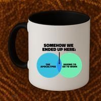 Somehow We Ended Up Here Between Apocalypse & Having To Work Coffee Mug thumb 2