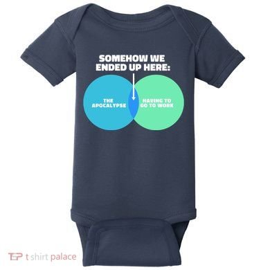Somehow We Ended Up Here Between Apocalypse & Having To Work Baby Bodysuit