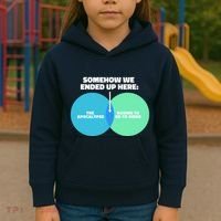 Somehow We Ended Up Here Between Apocalypse & Having To Work Kids Hoodie thumb 3