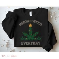Smoke Weed Everyday Christmas Cannabis Weed Sweatshirt thumb 2