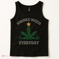 Smoke Weed Everyday Christmas Cannabis Weed Tank Top thumb 2