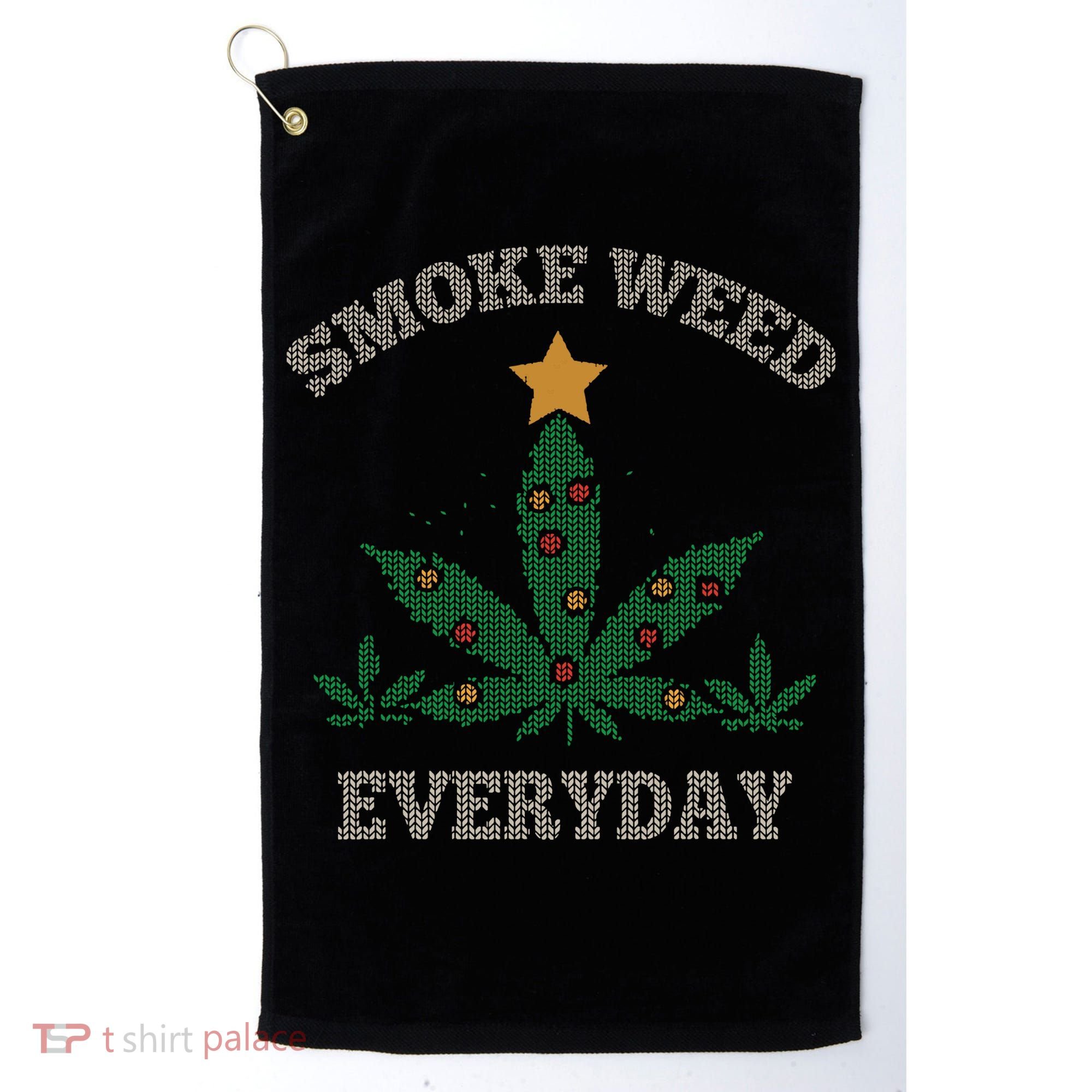 Smoke Weed Everyday Christmas Cannabis Weed Golf Towel