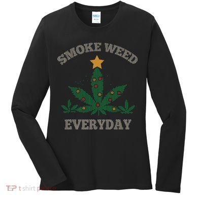 Smoke Weed Everyday Christmas Cannabis Weed Women's Long Sleeve Shirt