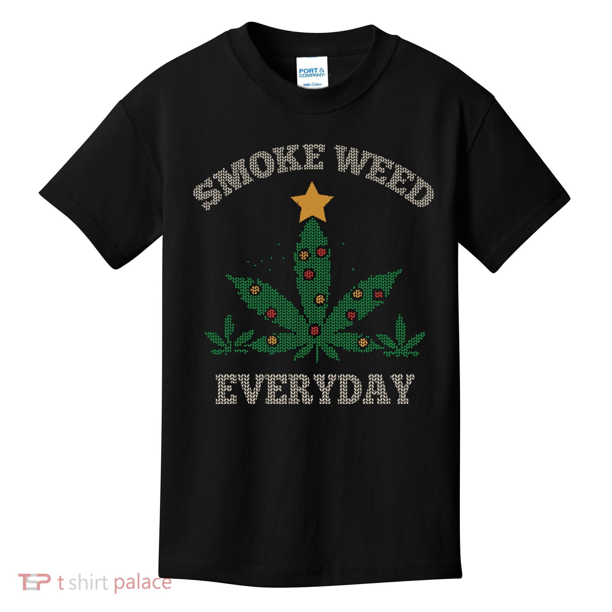 Smoke Weed Everyday Christmas Cannabis Weed Kids T-Shirt