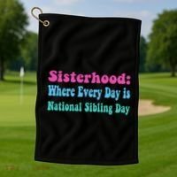 Sisterhood: Where Every Day Is National Sibling Day Funny Funny Gift Golf Towel thumb 1