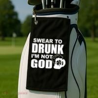 Swear To Drunk I'm Not God Funny St. Patrick's Day Golf Towel thumb 2