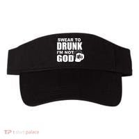 Swear To Drunk I'm Not God Funny St. Patrick's Day Visor thumb 0