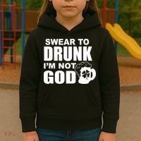 Swear To Drunk I'm Not God Funny St. Patrick's Day Kids Hoodie thumb 3