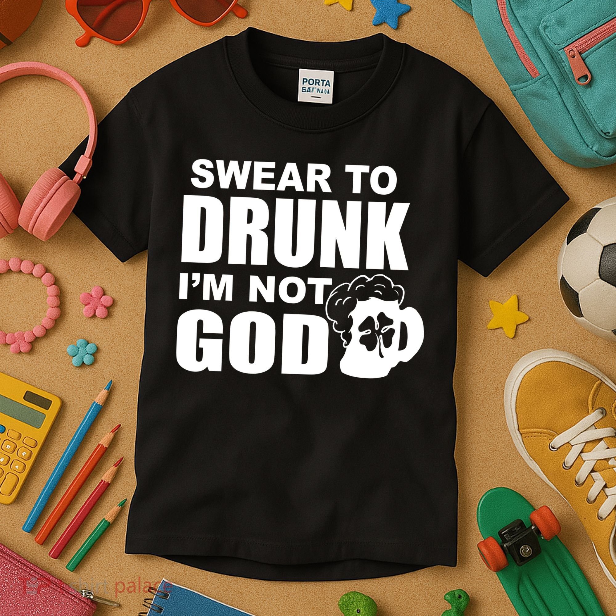 Swear To Drunk I'm Not God Funny St. Patrick's Day Kids T-Shirt