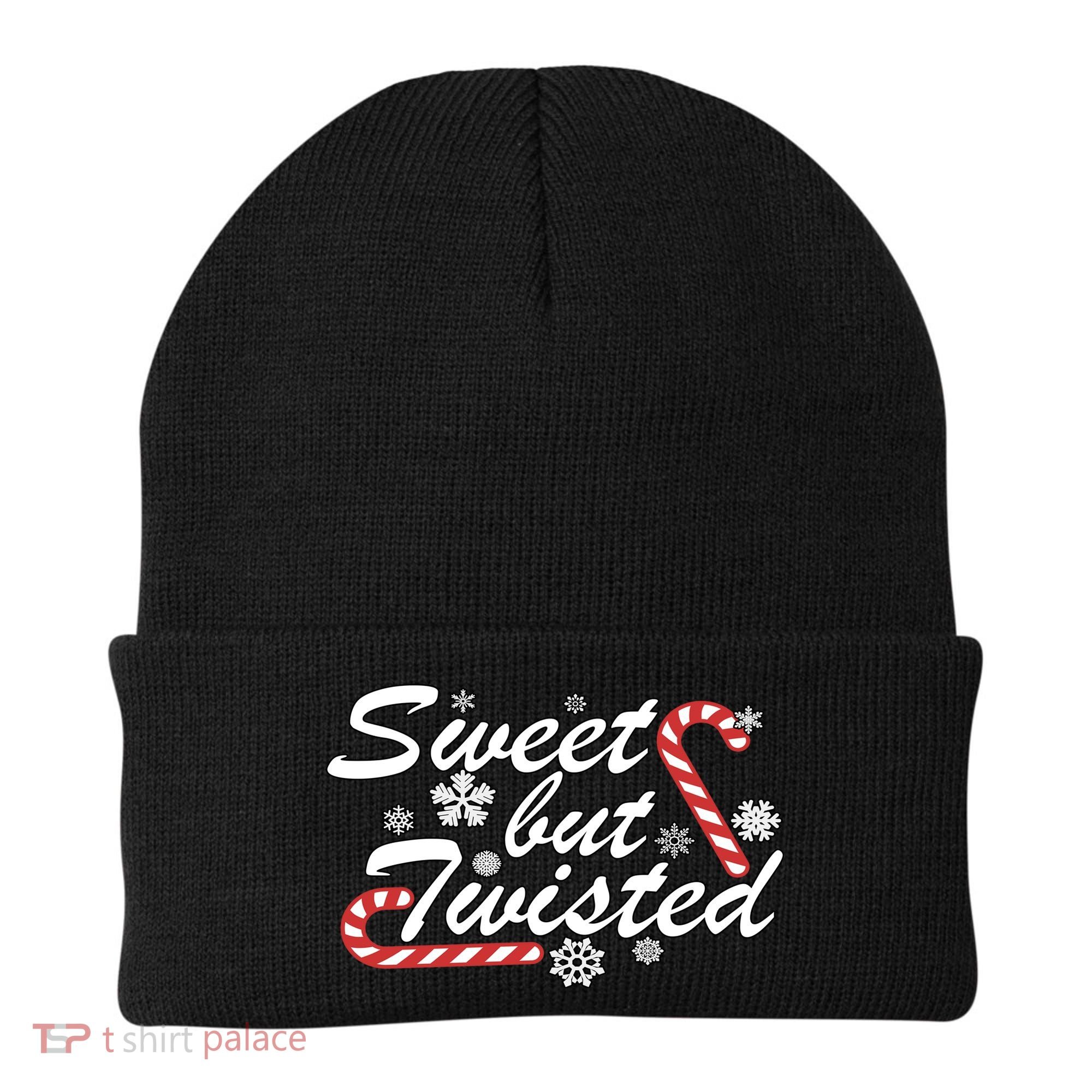Sweet But Twisted Funny Candy Cane Christmas Beanie