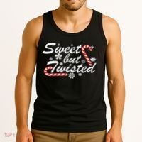 Sweet But Twisted Funny Candy Cane Christmas Tank Top thumb 3