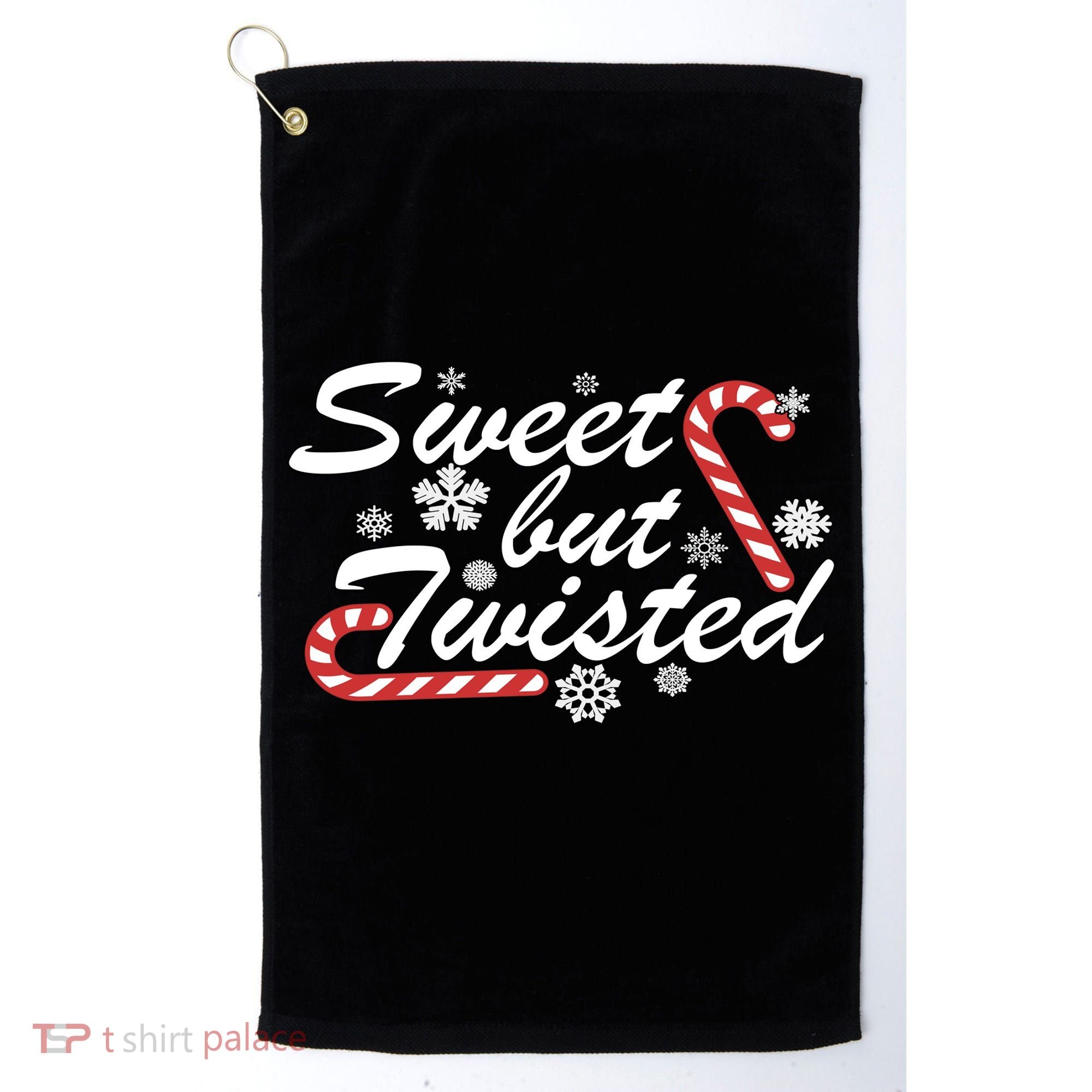Sweet But Twisted Funny Candy Cane Christmas Golf Towel