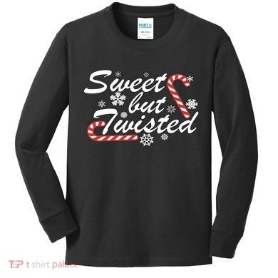 Sweet But Twisted Funny Candy Cane Christmas Kids Long Sleeve Shirt