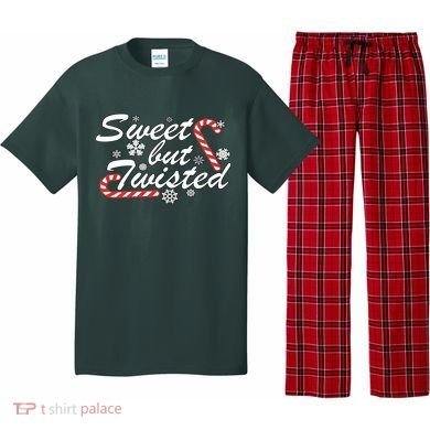 Sweet But Twisted Funny Candy Cane Christmas Pajama Set
