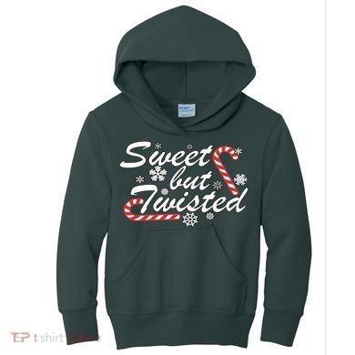 Sweet But Twisted Funny Candy Cane Christmas Kids Hoodie