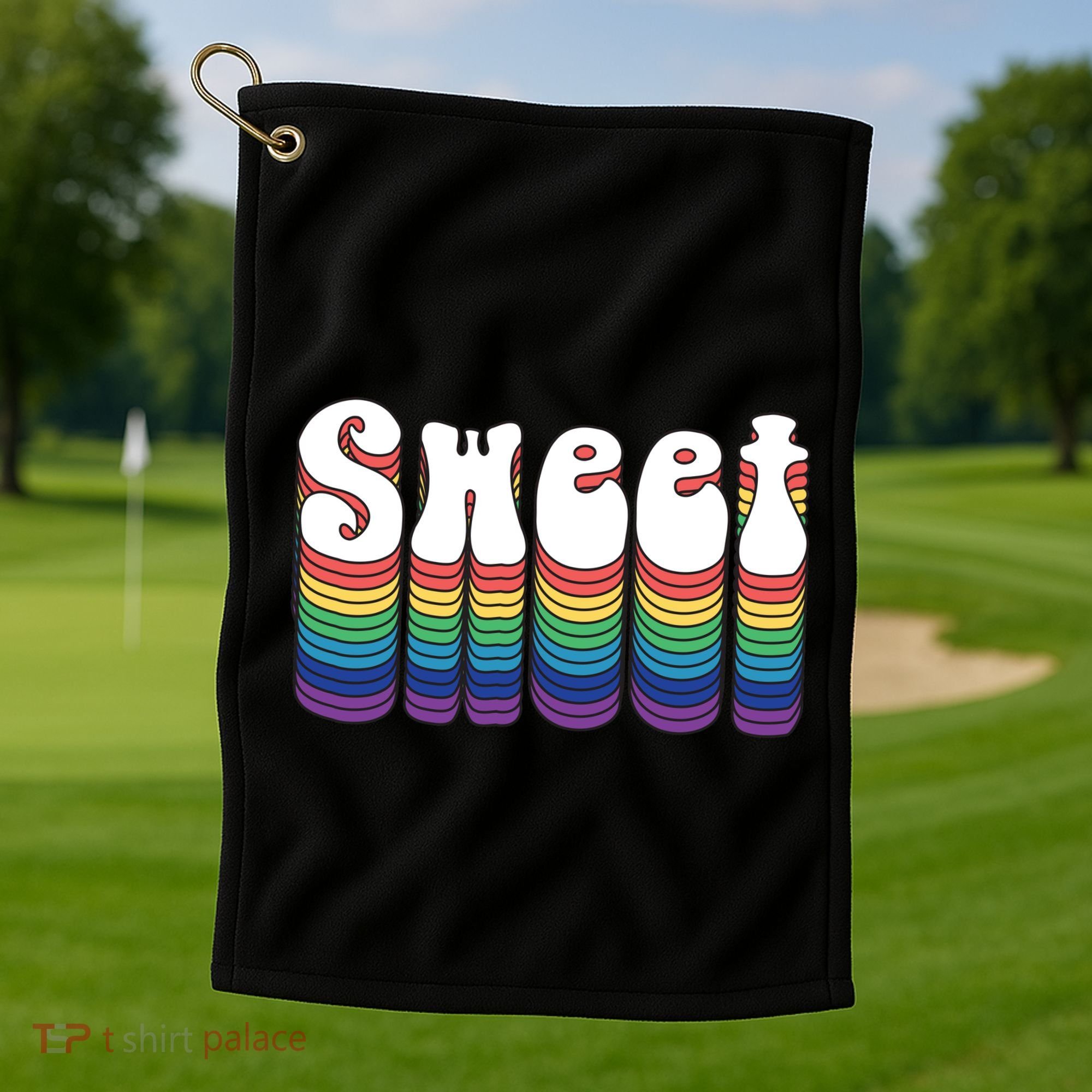 Sweet Groovy Retro 70's Style Golf Towel