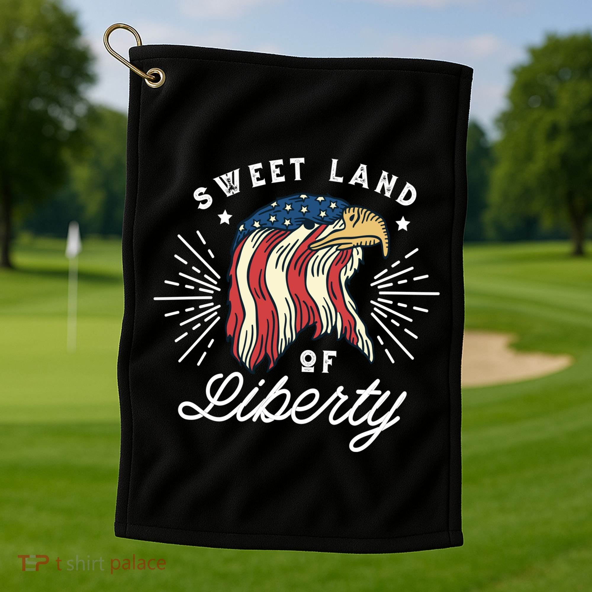 Sweet Land Of Liberty Eagle Golf Towel