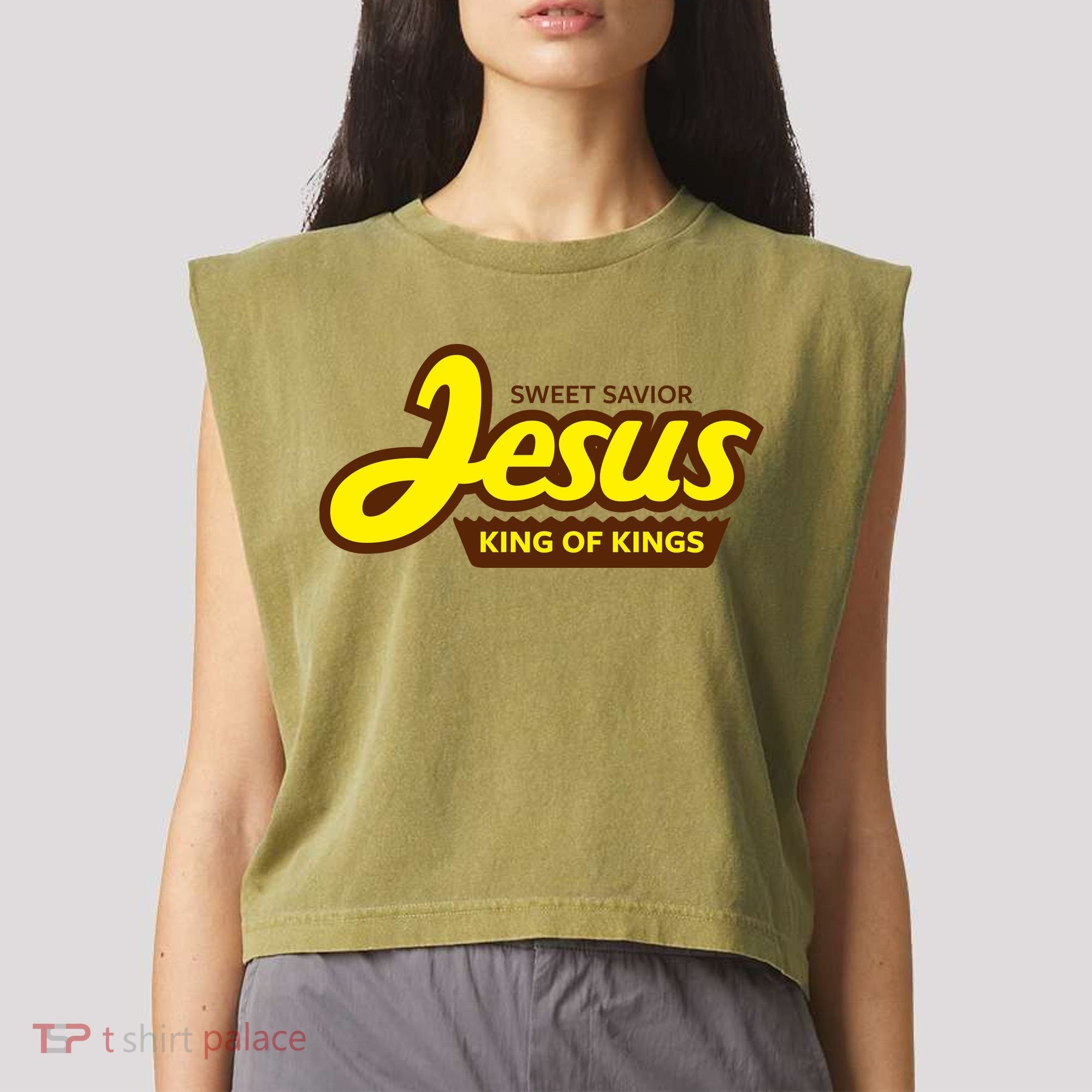 Sweet Savior Jesus King of Kings Garment-Dyed Women's Muscle Tee