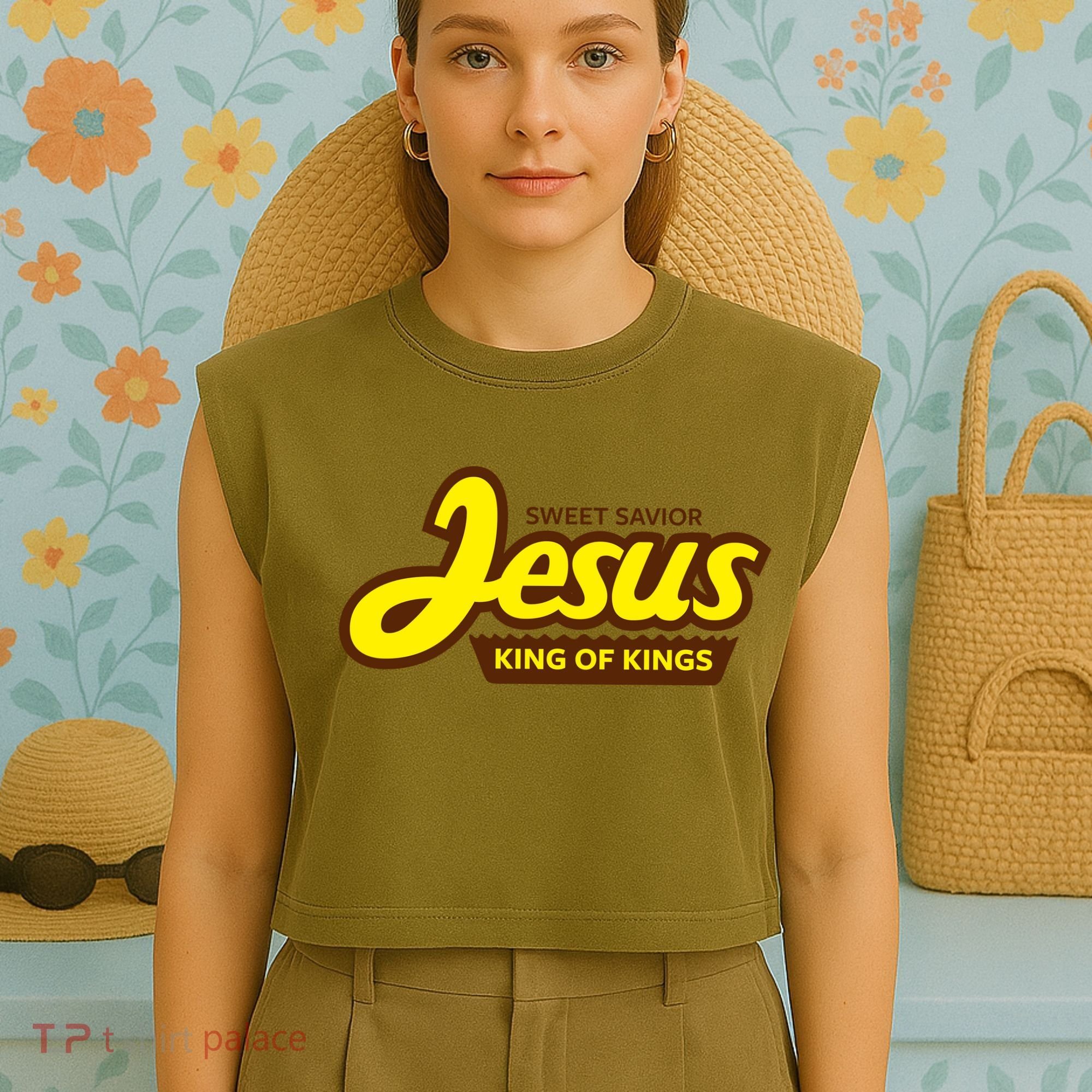 Sweet Savior Jesus King of Kings Garment-Dyed Women's Muscle Tee