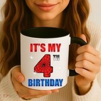 Spider Web Four 4 Years Old ItS My 4th Birthday Boy Party Coffee Mug thumb 3