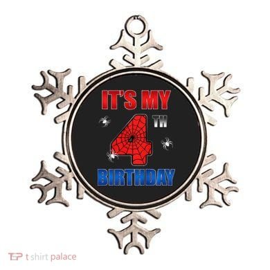 Spider Web Four 4 Years Old ItS My 4th Birthday Boy Party Ornament