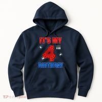Spider Web Four 4 Years Old ItS My 4th Birthday Boy Party Hoodie thumb 0