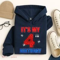 Spider Web Four 4 Years Old ItS My 4th Birthday Boy Party Hoodie thumb 4