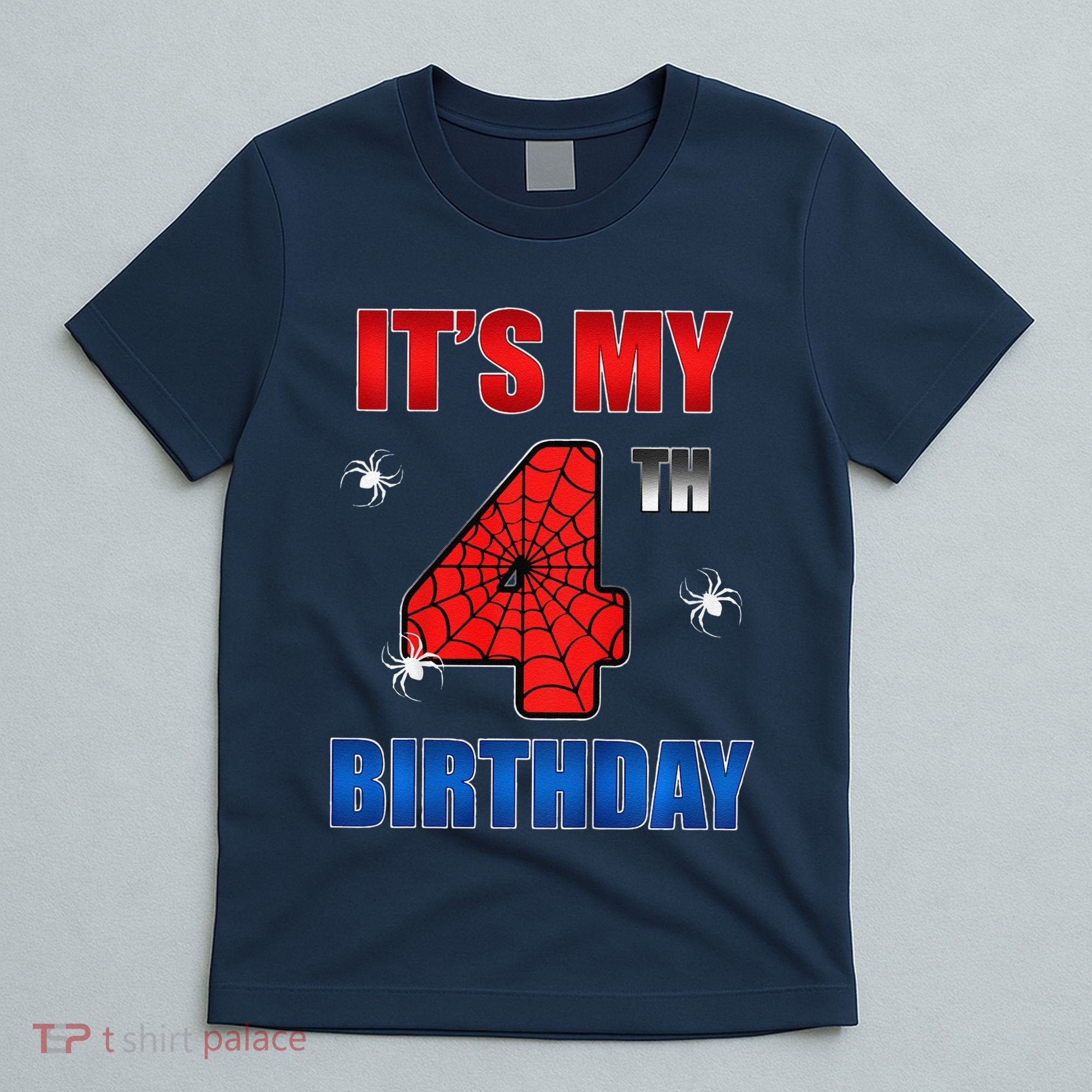 Spider Web Four 4 Years Old ItS My 4th Birthday Boy Party T-Shirt