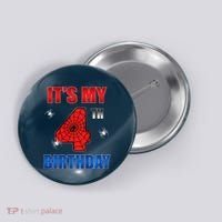 Spider Web Four 4 Years Old ItS My 4th Birthday Boy Party Button thumb 0