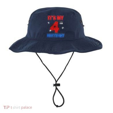 Spider Web Four 4 Years Old ItS My 4th Birthday Boy Party Bucket Hat