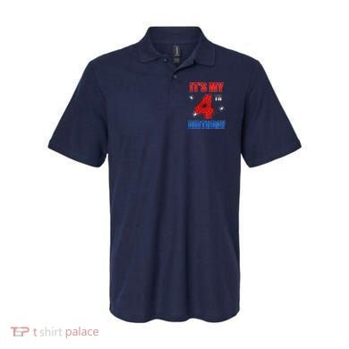 Spider Web Four 4 Years Old ItS My 4th Birthday Boy Party Polo