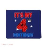 Spider Web Four 4 Years Old ItS My 4th Birthday Boy Party Mousepad thumb 0