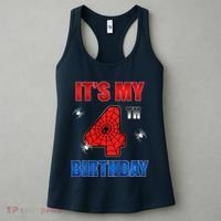 Spider Web Four 4 Years Old ItS My 4th Birthday Boy Party Women's Tank Top thumb 3