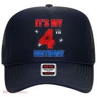 Spider Web Four 4 Years Old ItS My 4th Birthday Boy Party Hat thumb 0