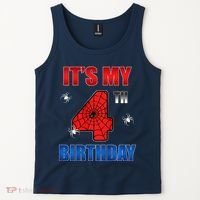 Spider Web Four 4 Years Old ItS My 4th Birthday Boy Party Tank Top thumb 2