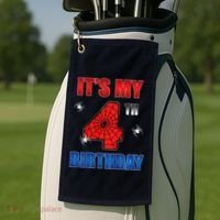 Spider Web Four 4 Years Old ItS My 4th Birthday Boy Party Golf Towel thumb 2