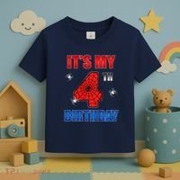 Spider Web Four 4 Years Old ItS My 4th Birthday Boy Party Toddler T-Shirt thumb 3