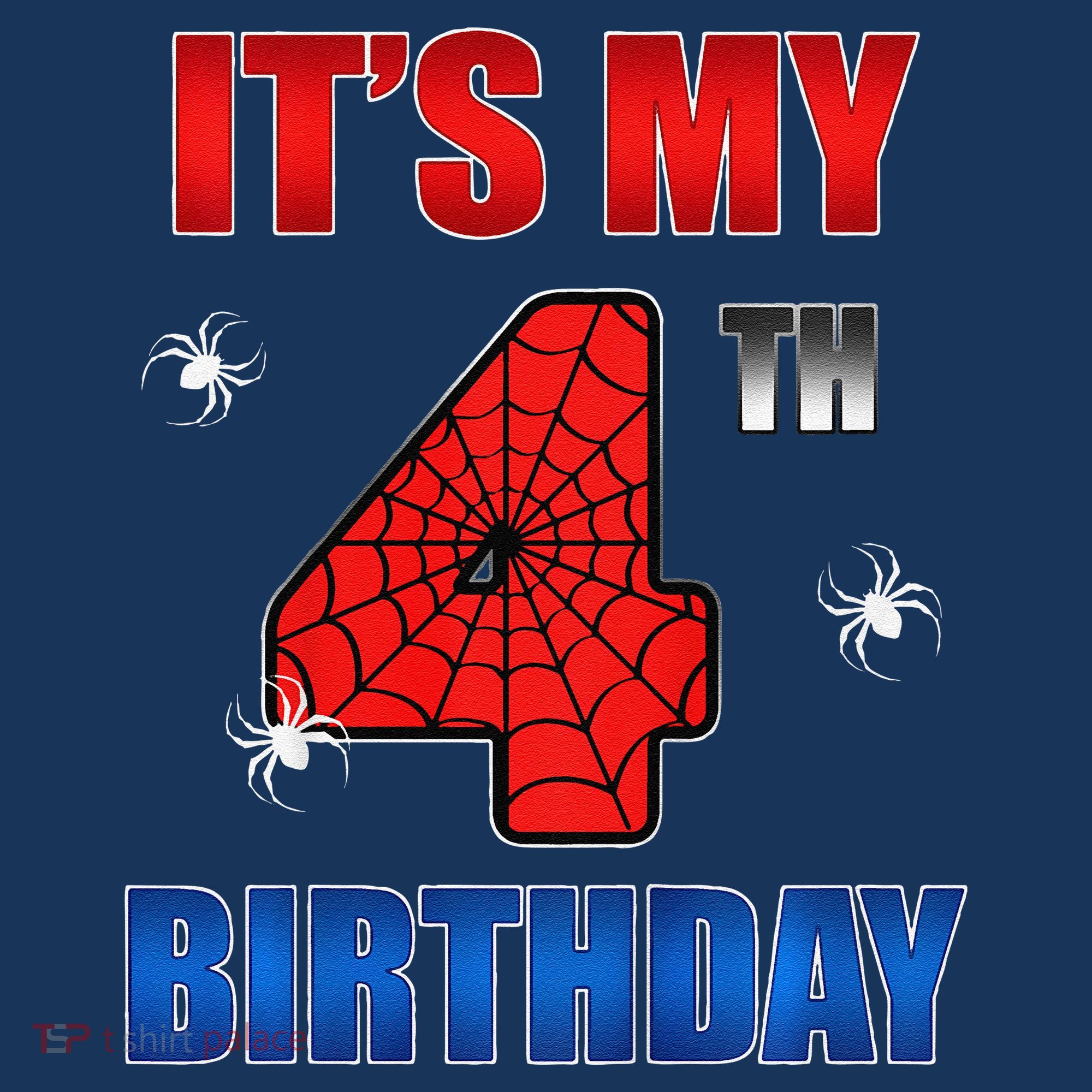 Spider Web Four 4 Years Old ItS My 4th Birthday Boy Party Toddler T-Shirt