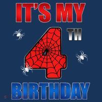 Spider Web Four 4 Years Old ItS My 4th Birthday Boy Party Women's T-Shirt thumb 6