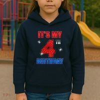 Spider Web Four 4 Years Old ItS My 4th Birthday Boy Party Kids Hoodie thumb 3