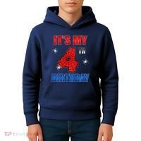 Spider Web Four 4 Years Old ItS My 4th Birthday Boy Party Kids Hoodie thumb 4