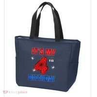 Spider Web Four 4 Years Old ItS My 4th Birthday Boy Party Tote Bag thumb 3