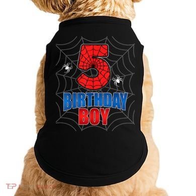 Spider Web Five 5 Years Old 5th Birthday Boy Party Doggie Tank
