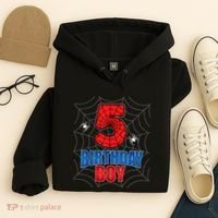 Spider Web Five 5 Years Old 5th Birthday Boy Party Hoodie thumb 4