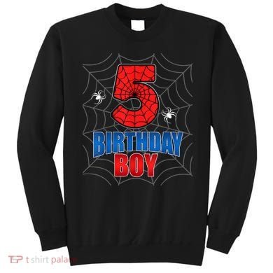 Spider Web Five 5 Years Old 5th Birthday Boy Party Sweatshirt