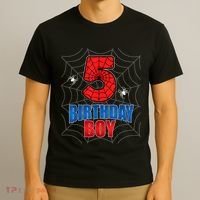 Spider Web Five 5 Years Old 5th Birthday Boy Party T-Shirt thumb 3