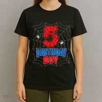 Spider Web Five 5 Years Old 5th Birthday Boy Party T-Shirt thumb 4