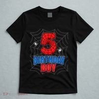 Spider Web Five 5 Years Old 5th Birthday Boy Party T-Shirt thumb 5