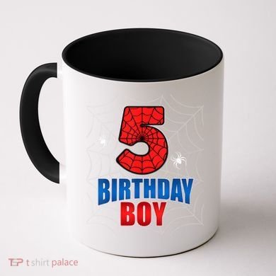 Spider Web Five 5 Years Old 5th Birthday Boy Party Coffee Mug