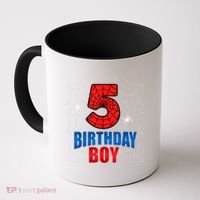 Spider Web Five 5 Years Old 5th Birthday Boy Party Coffee Mug thumb 0